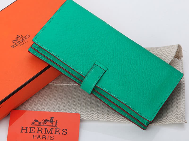 Hermes Dogon Togo Original Calfskin Bearn Japonaise Bi-Fold Wallet Green 2