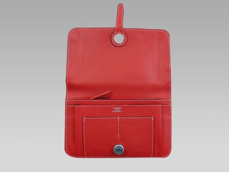 Hermes Dogon Togo Leather Wallet Purse Red 5
