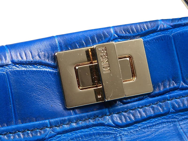 Fendi Iconic Mini Peekaboo Bag In Croco Leather Light Blue 5