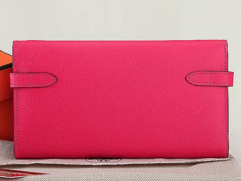 Hermes Epsom Original Calfskin Kelly Long Wallet Hot Pink 2