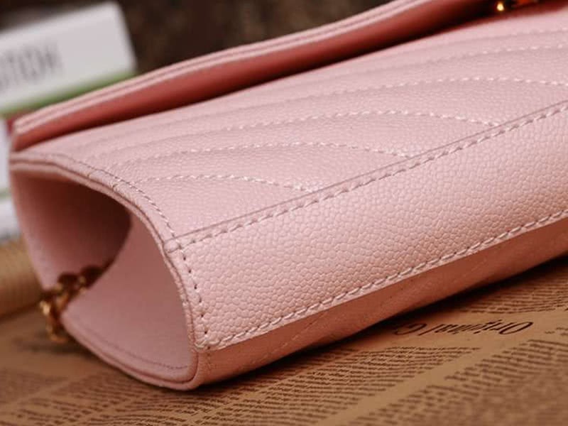 Ysl  Medium Monogramme Satchel  Pink Grain  Poudre Textured Matelasse Leather 5