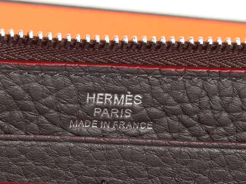 Hermes Zipper Wallet Original Leather Dark Khaki 4