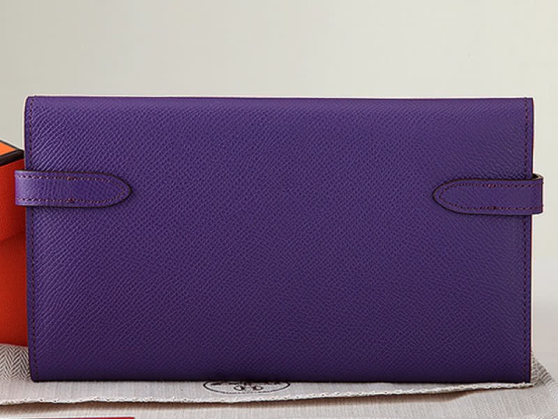 Hermes Epsom Original Calfskin Kelly Long Wallet Purple 2