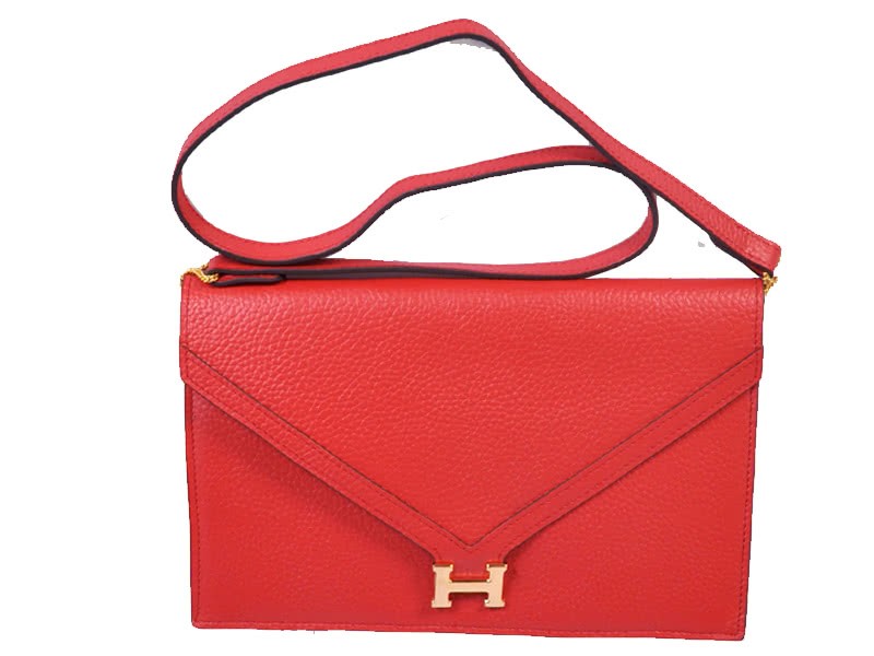 Hermes Pilot Envelope Clutch Red With Gold Hardware 4