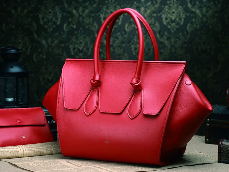 Celine Tie Nano Top Handle Bag Leather Red 4