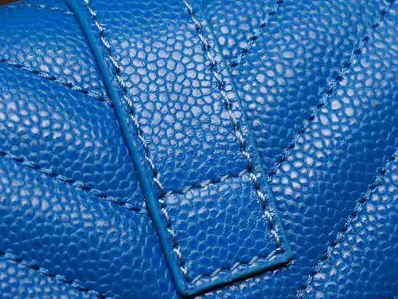 Ysl  Medium Monogramme Satchel  Blue Grain  Poudre Textured Matelasse Leather 6