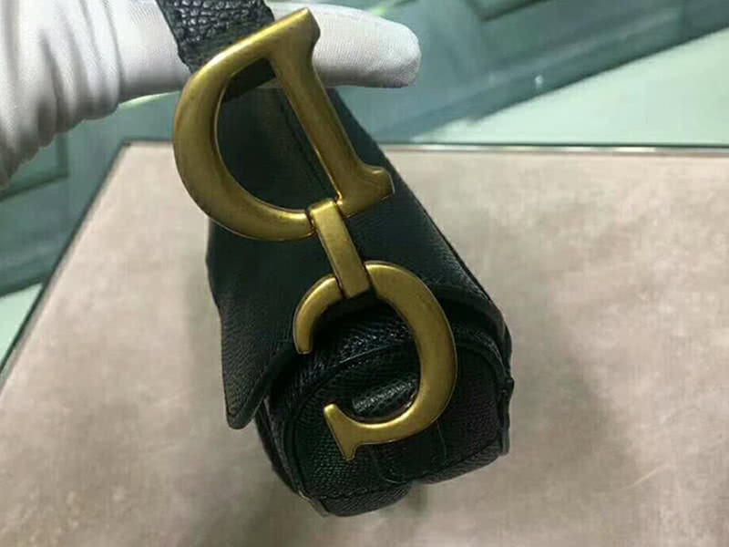 Dior Mini Saddle Calfskin Bag Gold Hardware Black m0447s 5