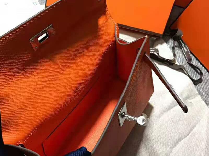 Hermes Epsom Mini Kelly Pochette Gold Hardware Orange 5