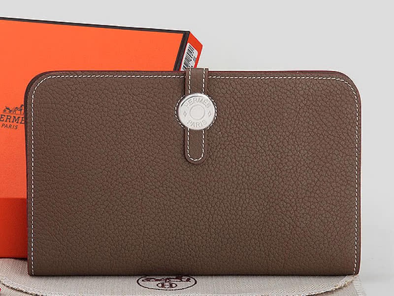 Hermes Dogon Togo Original Leather Combined Wallet Khaki 1
