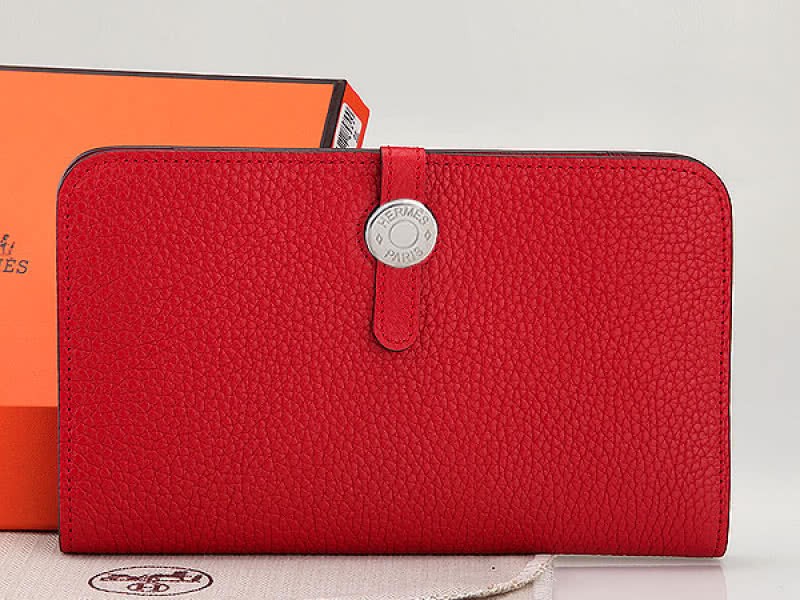 Hermes Dogon Togo Original Leather Combined Wallet Red 1