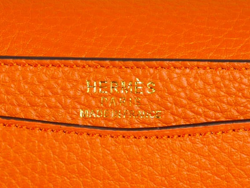 Hermes Pilot Envelope Clutch Orange With Gold Hardware 9