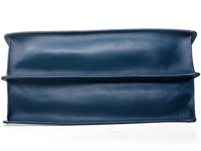 Celine Calf Leather Shoulder Bag Dark Blue 8
