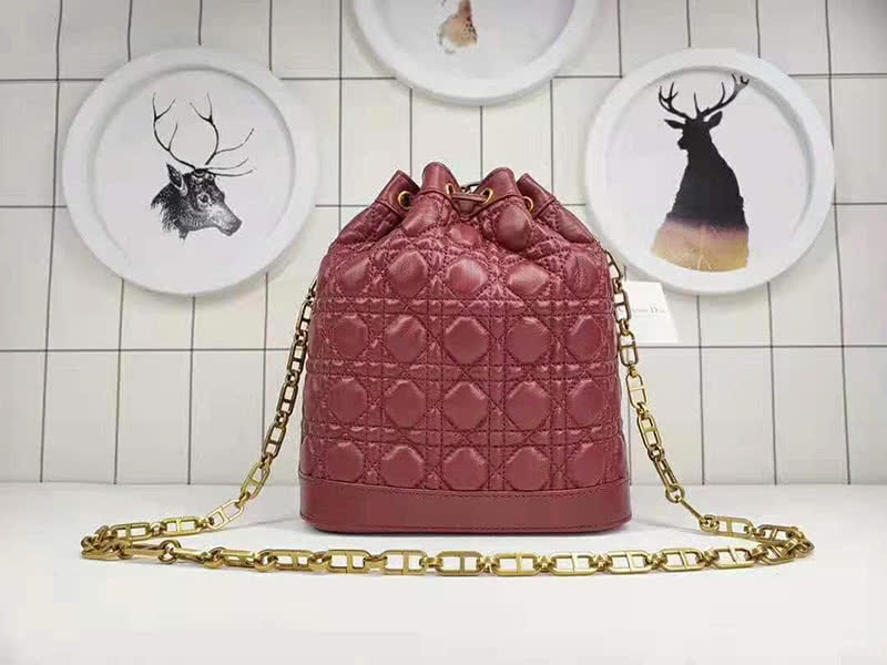 Dior Miss Dior Lambskin Bucket Bag Burgundy 1
