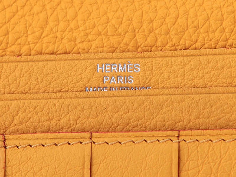 Hermes Dogon Togo Original Calfskin Bearn Japonaise Bi-Fold Wallet Yellow 5