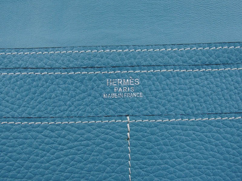 Hermes Dogon Togo Leather Wallet Purse Blue 6