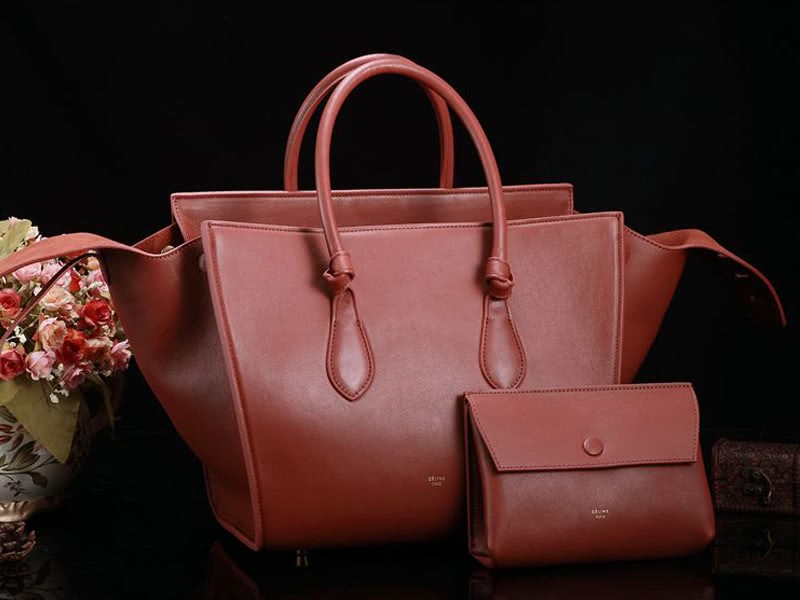 Celine Tie Nano Top Handle Bag Leather Brown 1