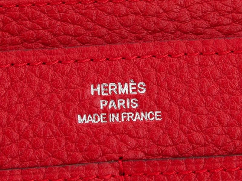 Hermes Dogon Togo Original Leather Combined Wallet Red 5