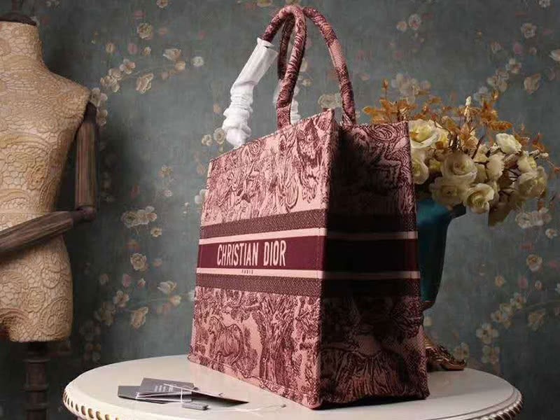 Dior Book Tote Toile De Jouy Bag Burgundy 2