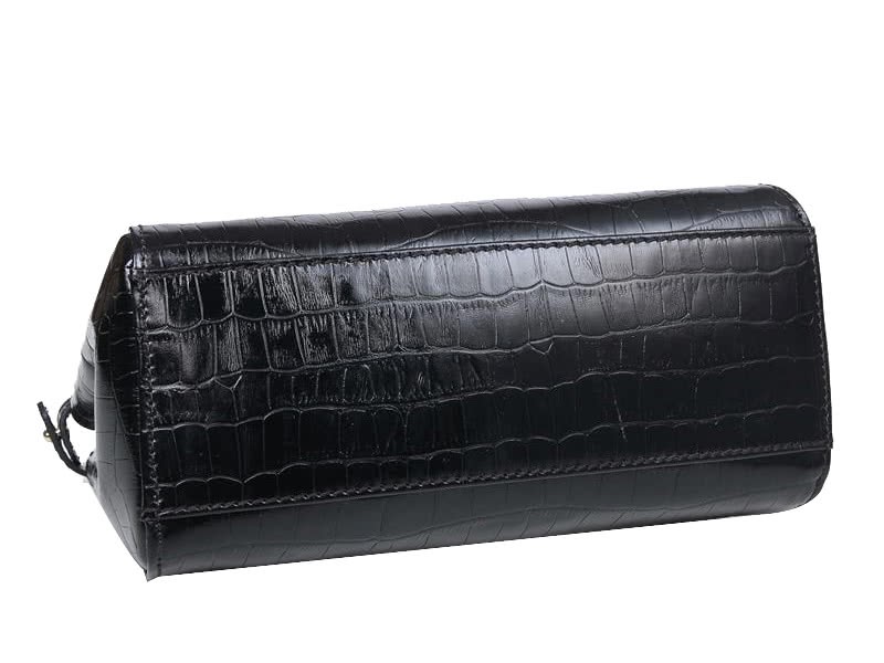 Fendi Iconic Mini Peekaboo Bag In Croco Leather Black 4