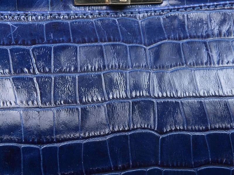 Fendi Iconic Mini Peekaboo Bag In Croco Leather Blue 5