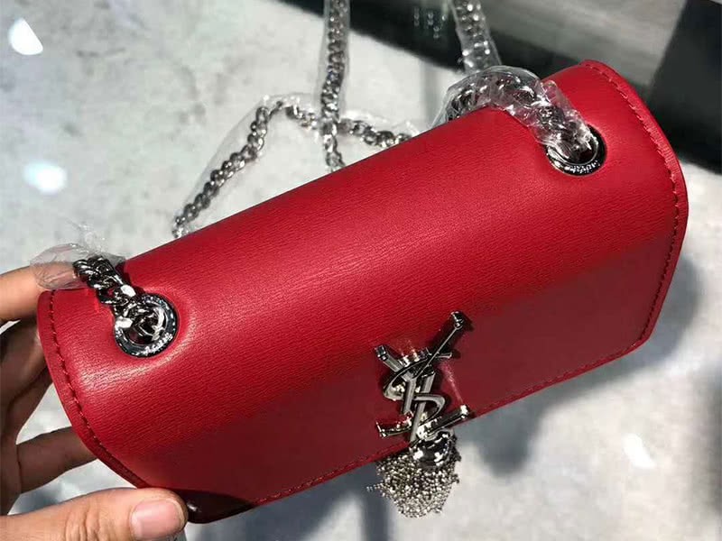 Saint Laurent Kate Chain Wallet Calfskin Leather Red 5