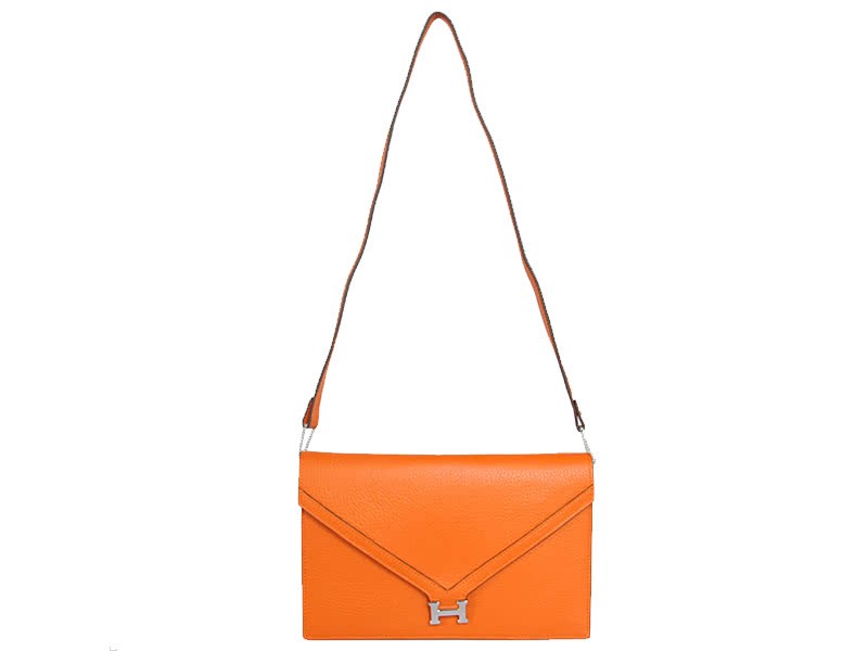 Hermes Pilot Envelope Clutch Orange With Silver Hardware 1