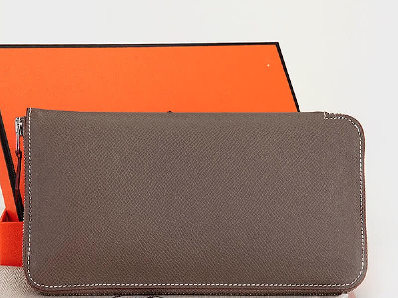 Hermes Zipper Wallet Original Epsom Calfskin Dark Khaki 1