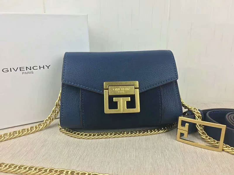 Givenchy Small gv3 Bag In Grained Leather And Suede Blue 1