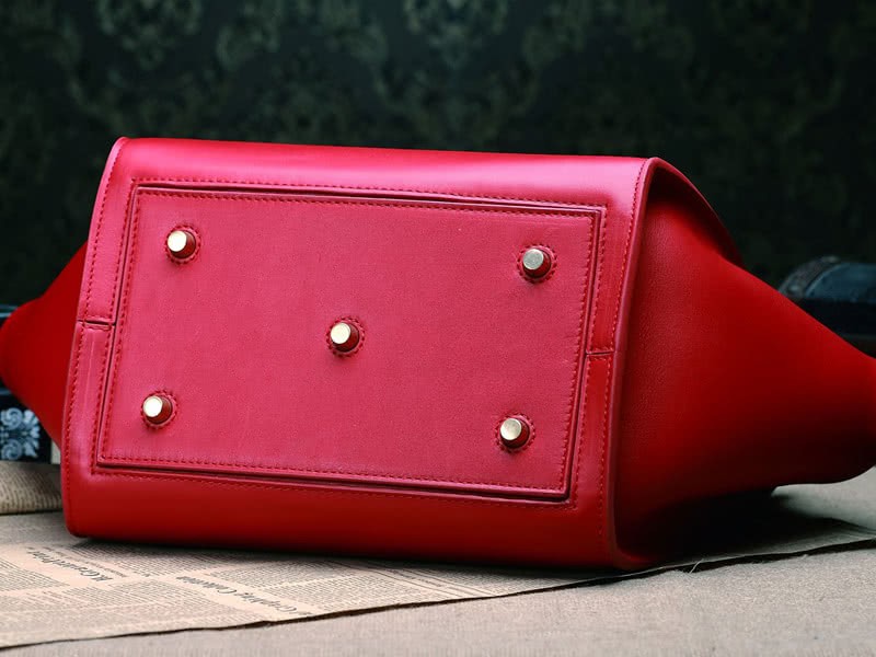 Celine Tie Nano Top Handle Bag Leather Red 5