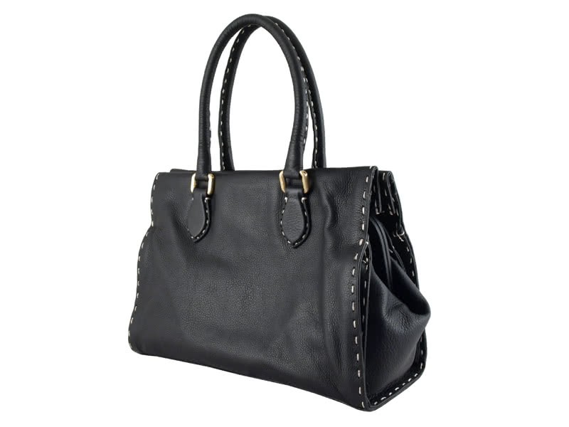 Fendi Saddle Soft Leather Firenze Bag Medium Black 2