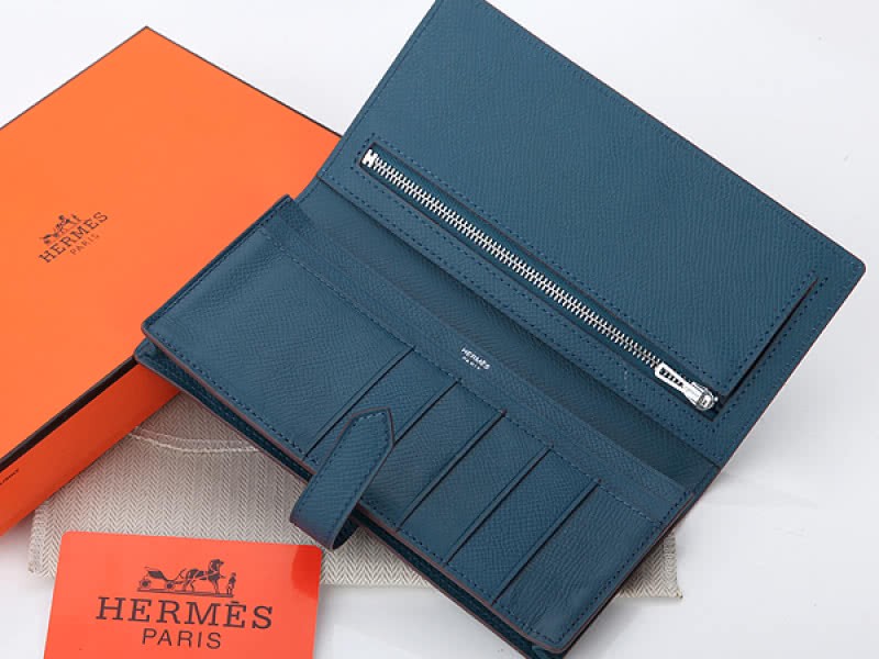 Hermes Epsom Original Calfskin Bearn Japonaise Bi-Fold Wallet Dark Blue 4