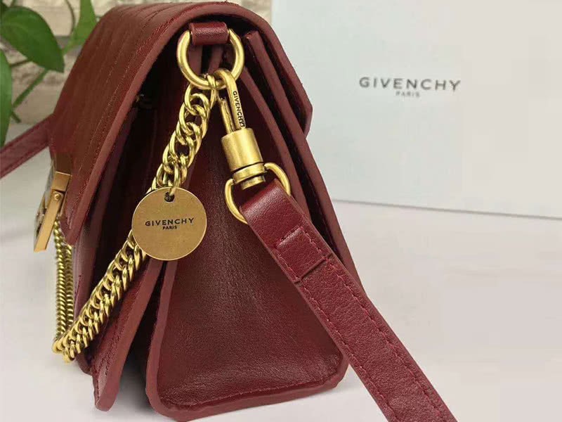 Givenchy gv3 Calfskin Quilted Leather Flap Bag Burgundy 6
