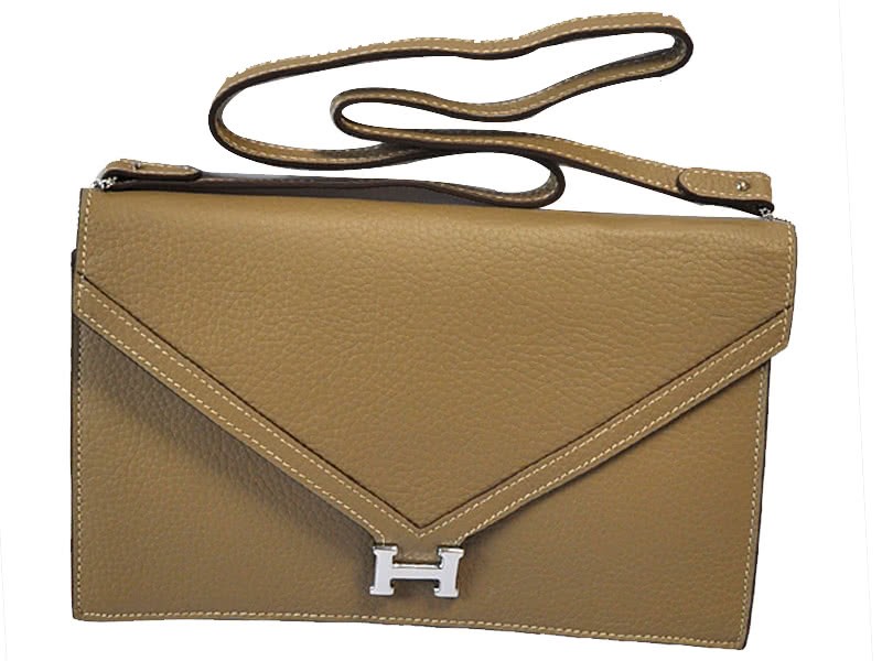 Hermes Pilot Envelope Clutch Grey With Silver Hardware 4
