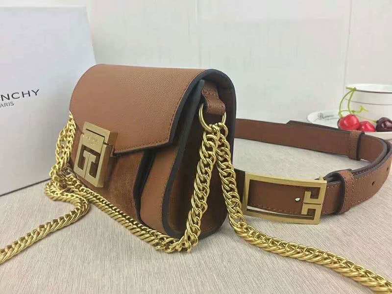 Givenchy Small gv3 Bag In Grained Leather And Suede Brown 6
