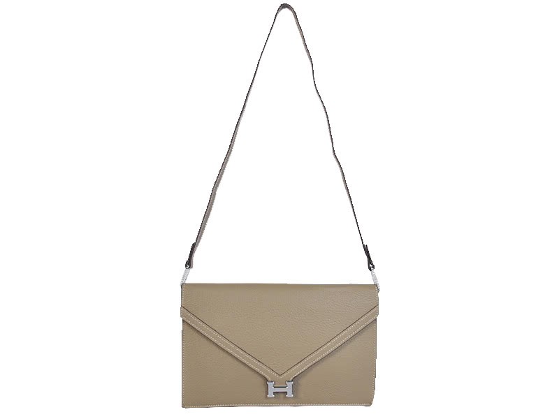 Hermes Pilot Envelope Clutch Grey With Silver Hardware 1