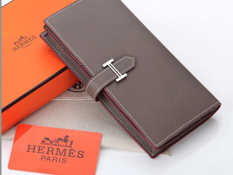 Hermes Epsom Original Calfskin Bearn Japonaise Bi-Fold Wallet Dark Grey 1