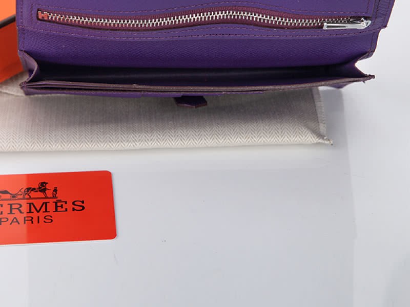 Hermes Epsom Original Calfskin Bearn Japonaise Bi-Fold Wallet Purple 7