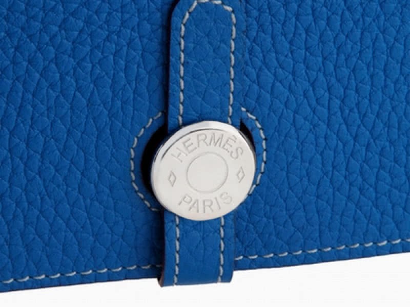 Hermes Dogon Togo Original Leather Combined Wallet Blue 5