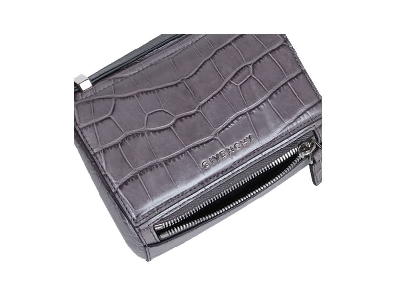 Givenchy Mini Pandora Box Bag Croc Leather Grey 3