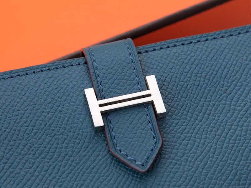 Hermes Epsom Original Calfskin Bearn Japonaise Bi-Fold Wallet Dark Blue 3