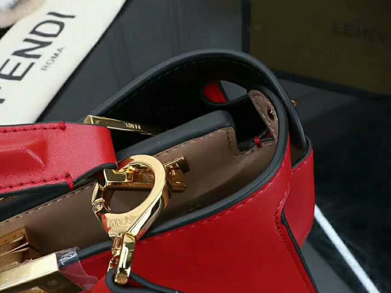 Fendi Peekaboo Essential Calfskin Leather Bag Red 7
