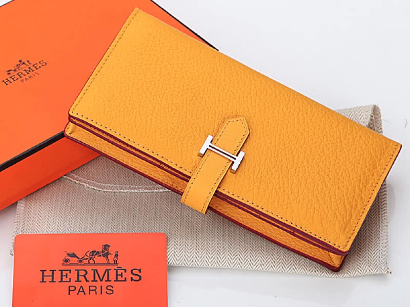 Hermes Dogon Togo Original Calfskin Bearn Japonaise Bi-Fold Wallet Yellow 1