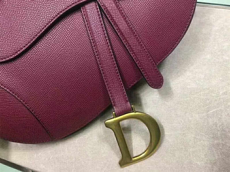 Dior Saddle Calfskin Bag Gold Hardware Burgundy m0446l2 7