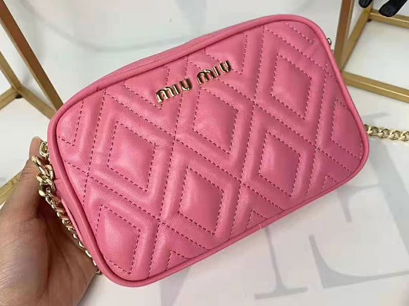 Miu Miu Calfskin Leather Belt Bag Hot Pink 2