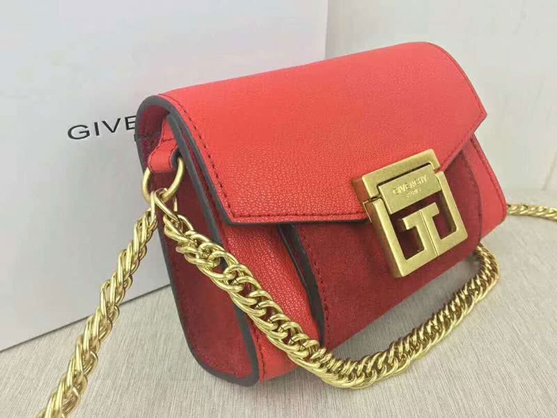 Givenchy Small gv3 Bag In Grained Leather And Suede Red 6