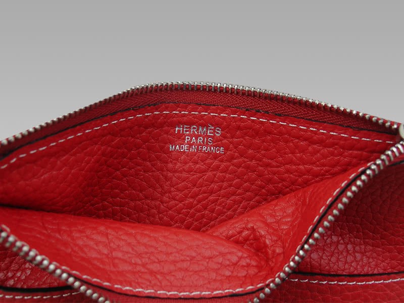 Hermes Dogon Togo Leather Wallet Purse Red 12