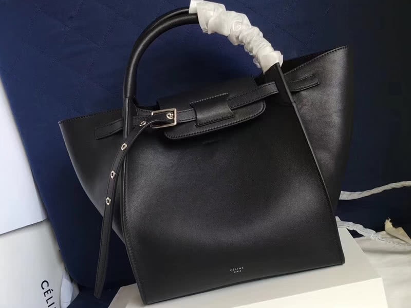 Celine Small Big Bag With Long Strap In Supple Grained Calfskin Black 1