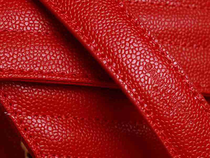 Ysl Medium Monogramme Satchel  Red Grain  Poudre Textured Matelasse Leather 8