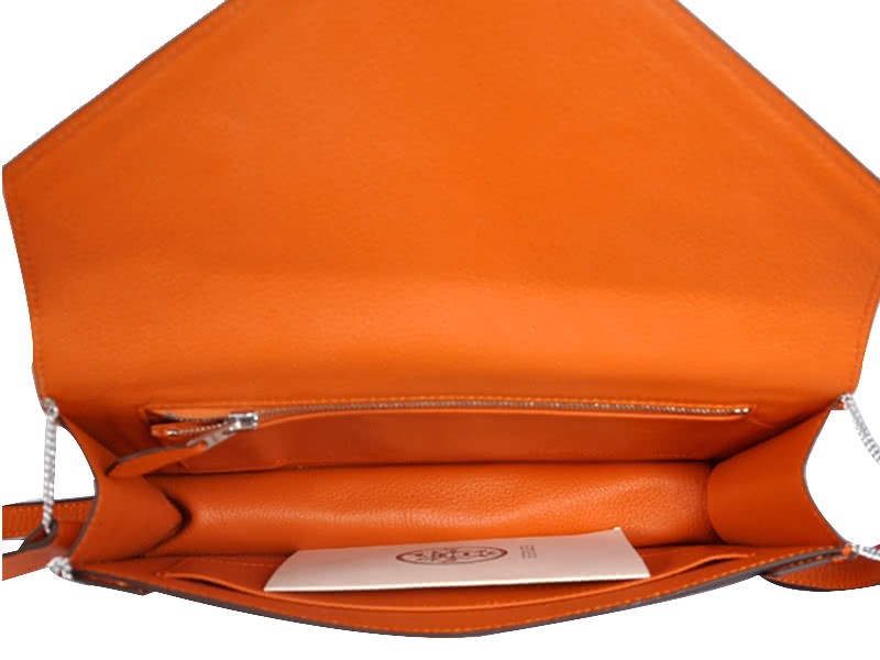 Hermes Pilot Envelope Clutch Orange With Silver Hardware 13