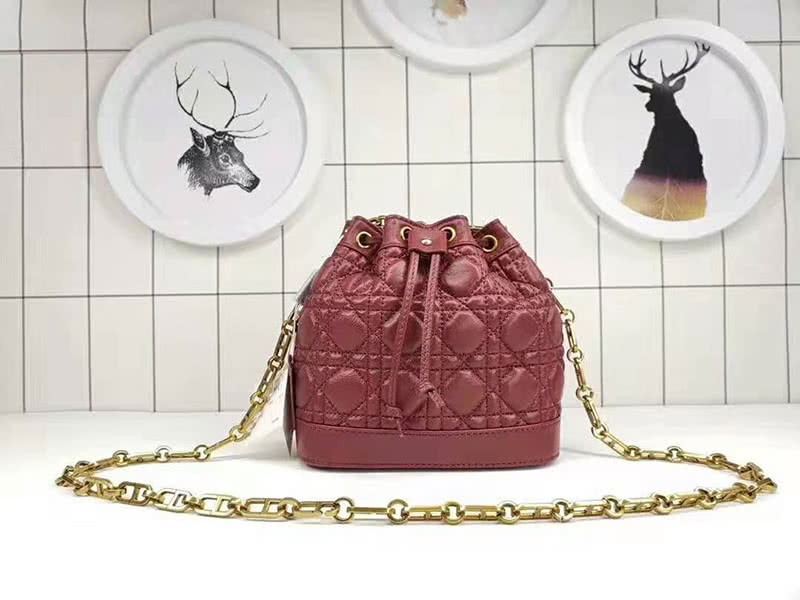 Dior Mini Miss Dior Lambskin Bucket Bag Burgundy 1